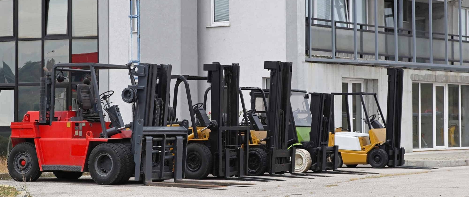A Row Of Forklifts