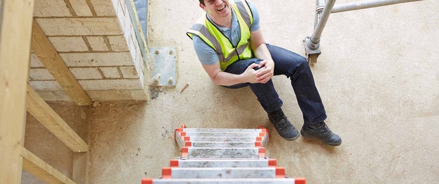 Construction Worker Falling Off Ladder And Injuring Leg