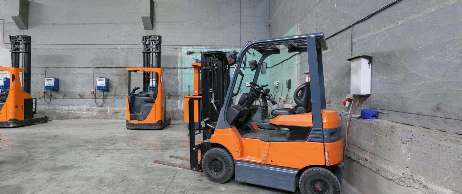 Forklift Charging In The Warehouse