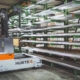 Side view of a hubtex forklift in warehouse