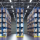 Warehouse Scene with Shelves and Cardboard Boxes_