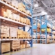Warehouse with racks and pallets